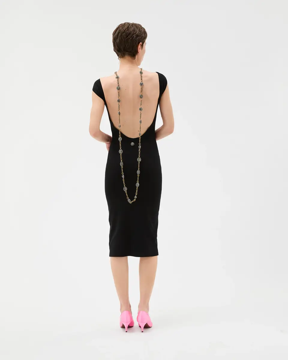 Versace Cotton Ribbed Knit Midi Dress | Thumbnail 2 Versace Cotton Ribbed Knit Midi Dress | Thumbnail 2