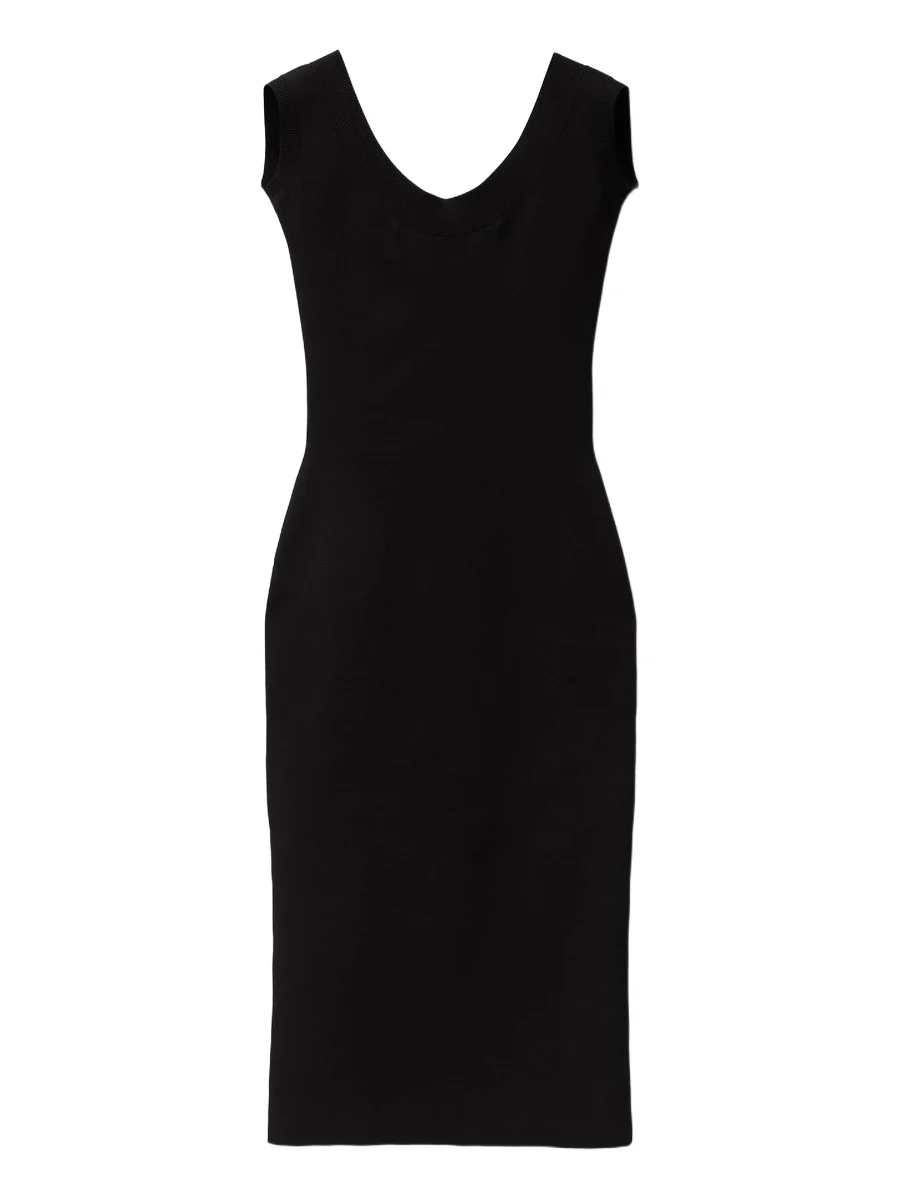 Versace Cotton Ribbed Knit Midi Dress