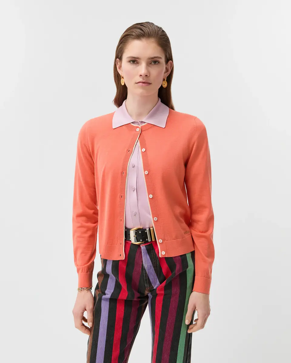 Versace Wool Knit Crewneck Cardigan | Thumbnail 2 Versace Wool Knit Crewneck Cardigan | Thumbnail 2