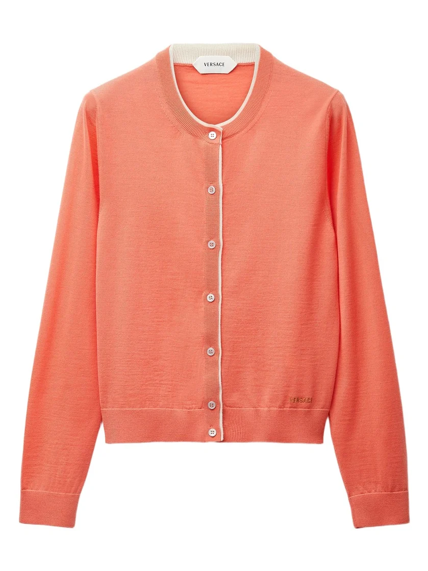 Versace Wool Knit Crewneck Cardigan