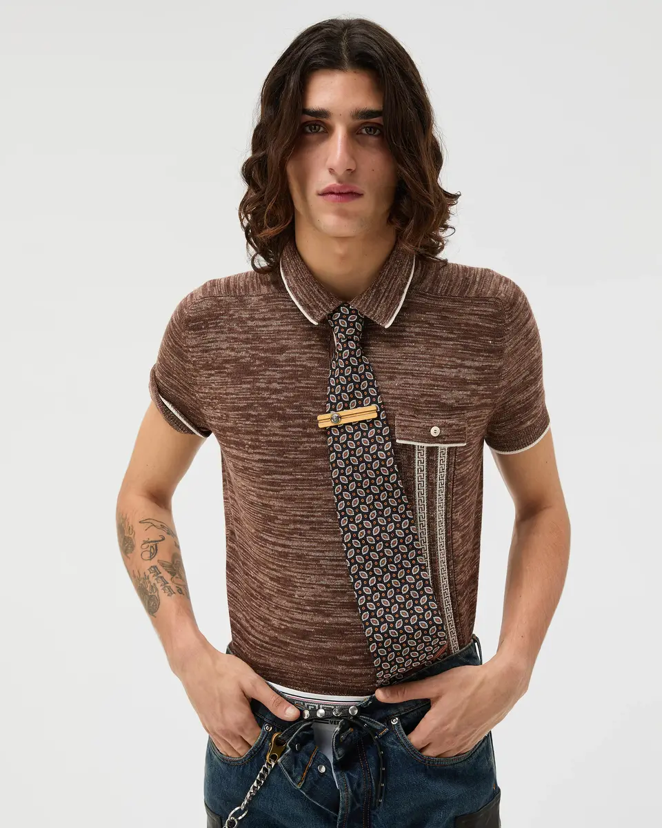 Versace Mouliné Jacquard Knit Polo | Thumbnail 2 Versace Mouliné Jacquard Knit Polo | Thumbnail 2