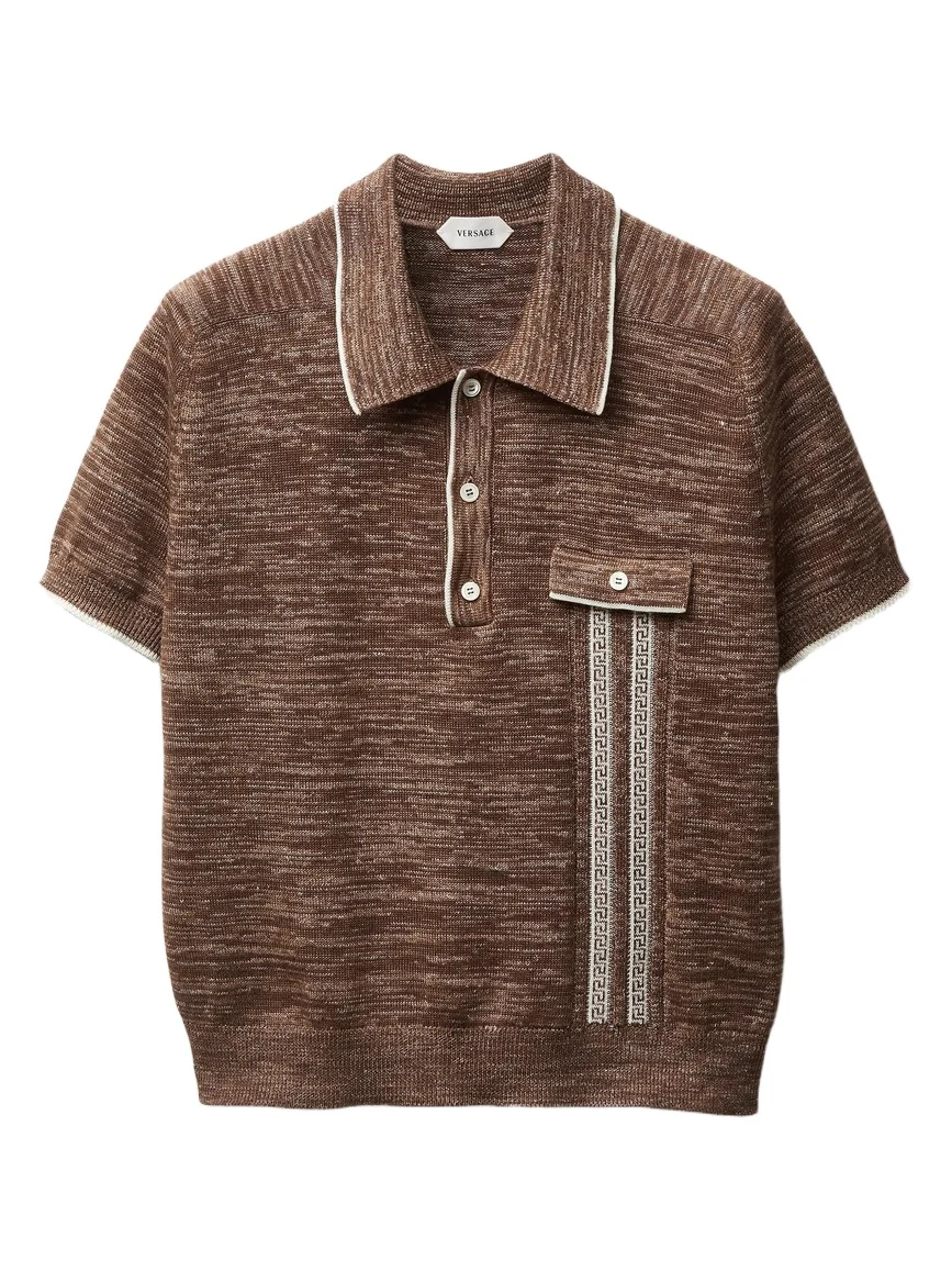 Versace Mouliné Jacquard Knit Polo
