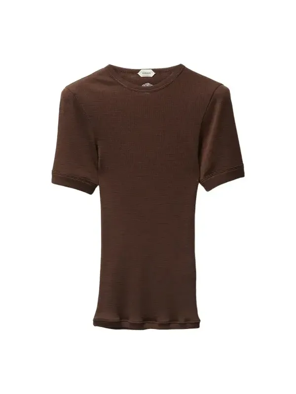 Versace Embroidered Wool Ribbed Knit T-Shirt