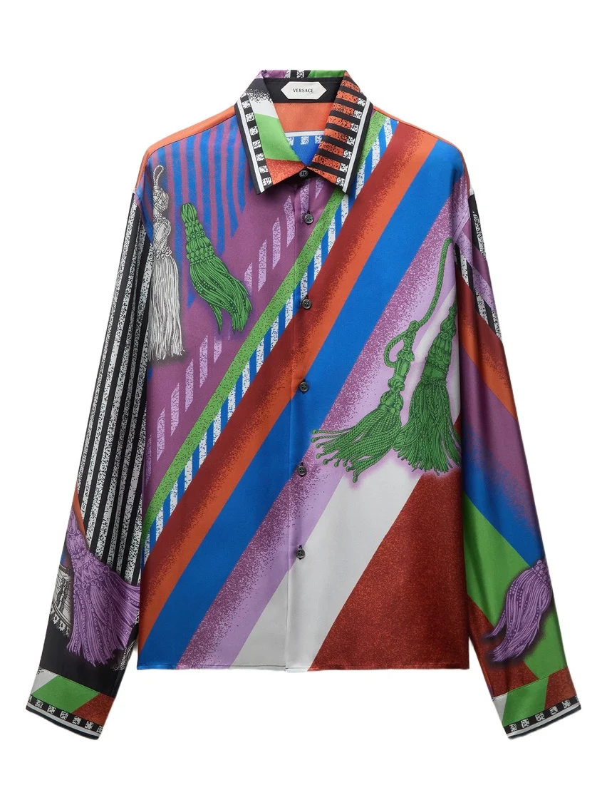 Versace Printed Silk Twill Regular Shirt