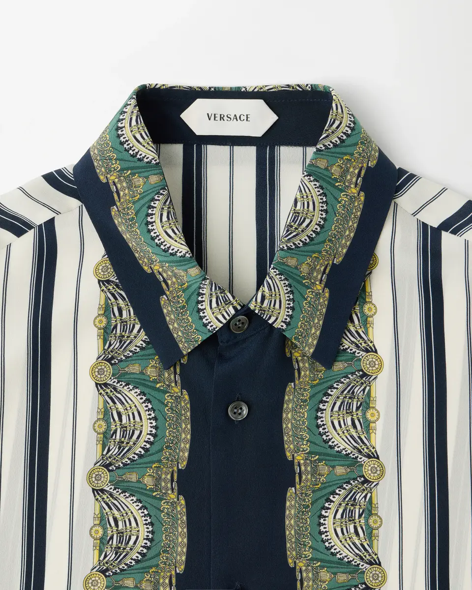Versace Printed Silk Crêpe De Chine Regular Shirt | Thumbnail 2