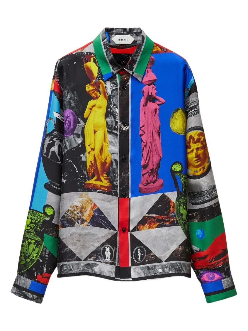 Versace Printed Silk Twill Regular Shirt