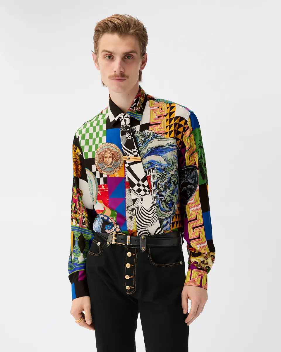 Versace Printed Silk Twill Regular Shirt | Thumbnail 2