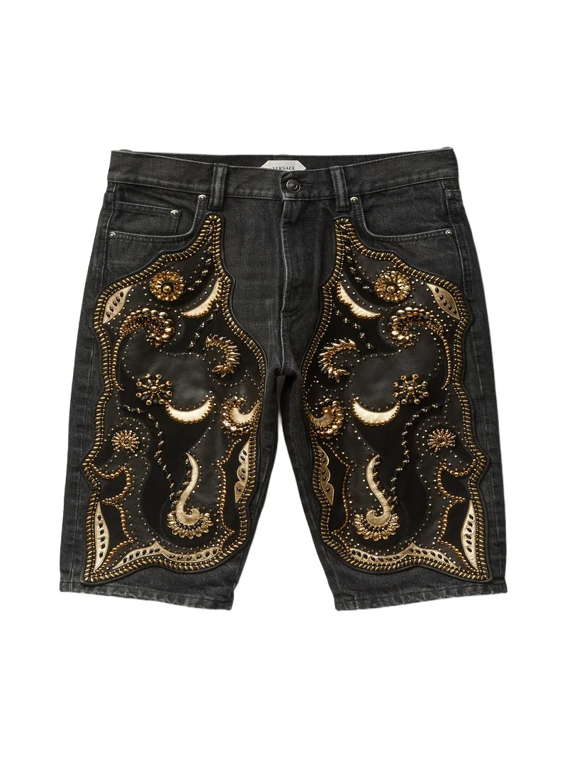 Versace Embroidered Short Jeans
