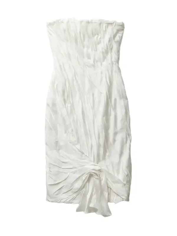 Draped Envers-Satin Strapless Midi Dress Draped Envers-Satin Strapless Midi Dress