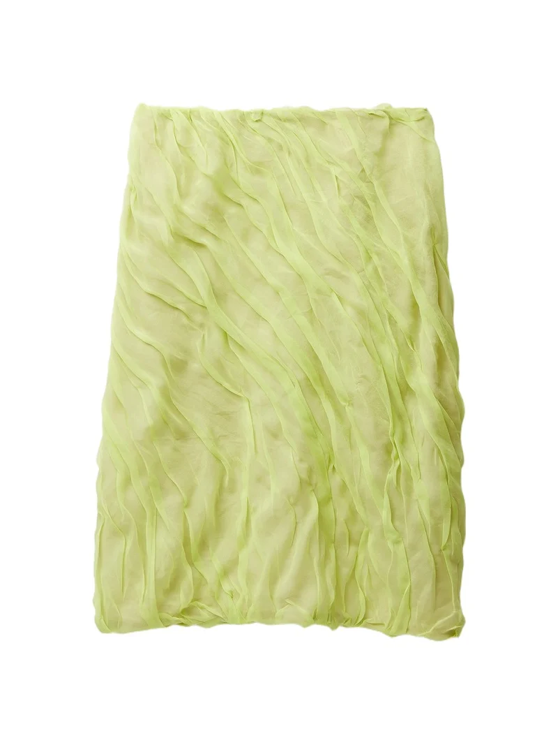 Silk-Chiffon Draped Pencil Skirt