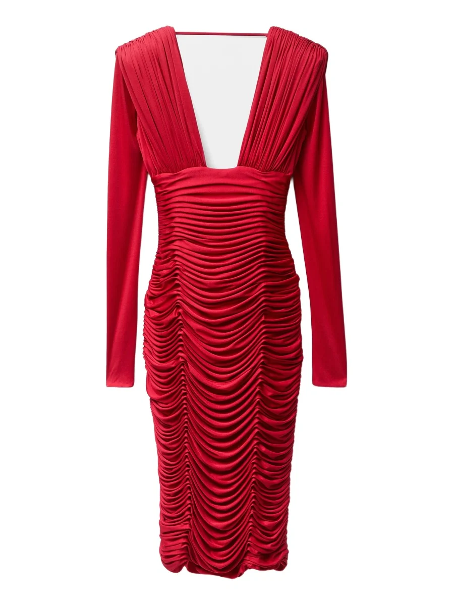 Versace Draped Silk Crêpe Jersey Midi Dress