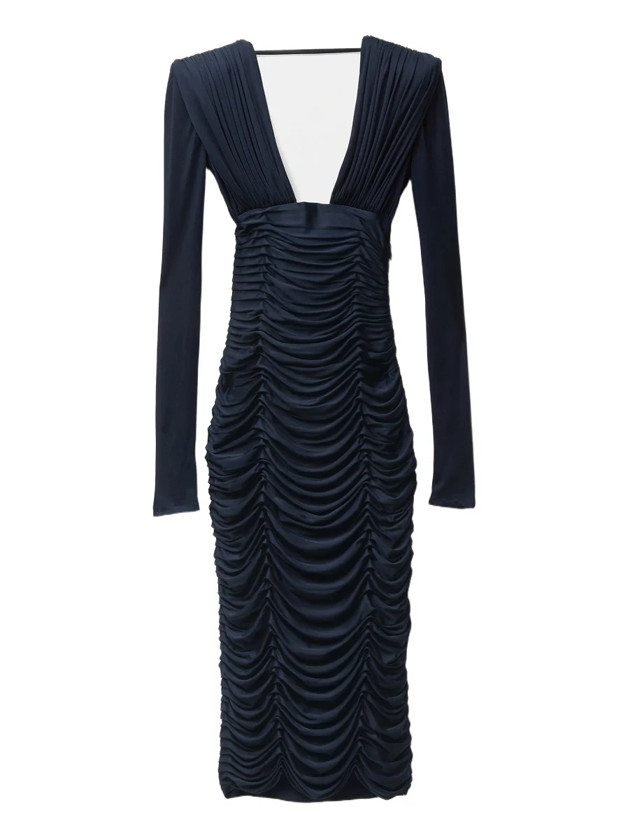 Versace Draped Silk Crêpe Jersey Midi Dress