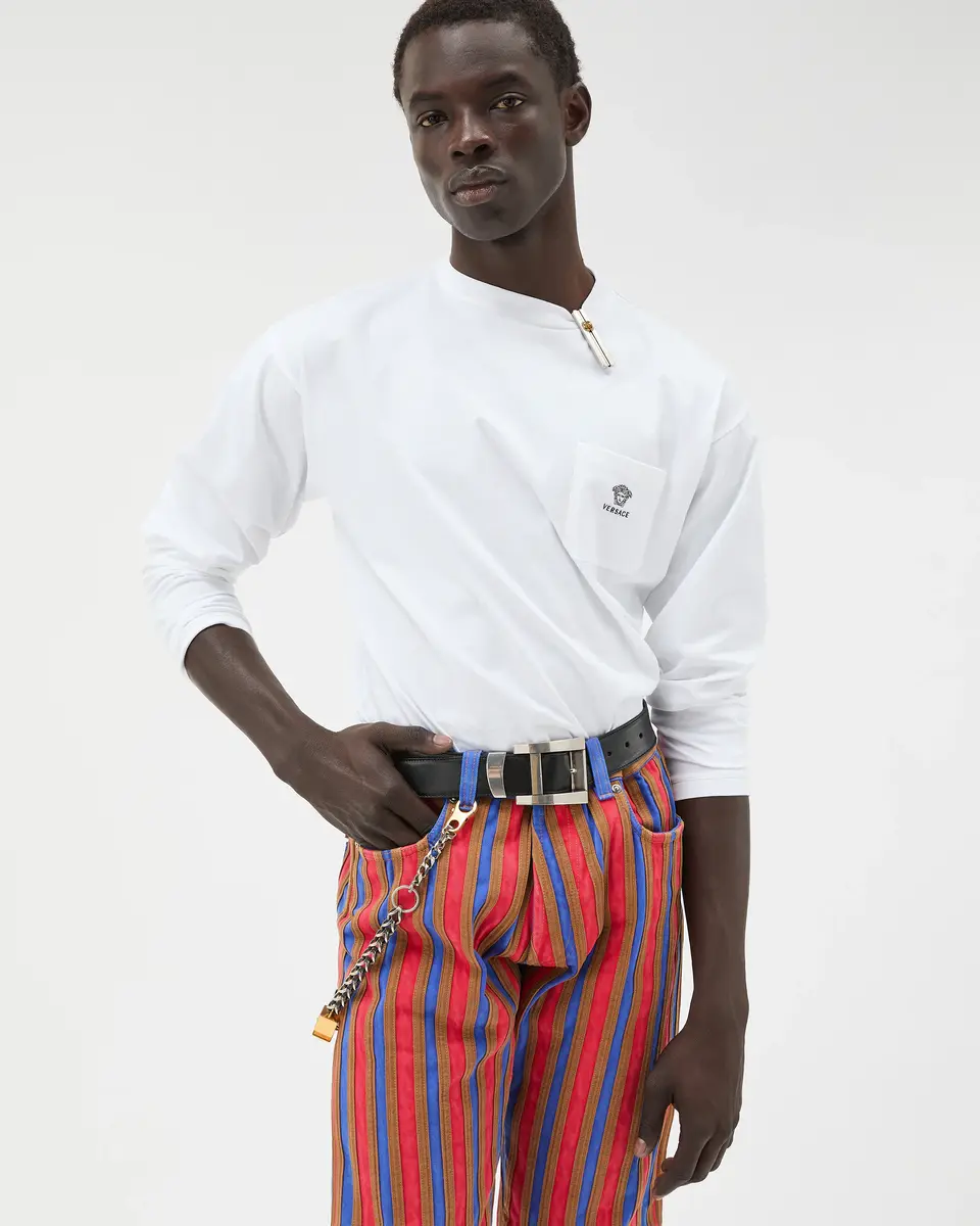 Versace Embroidered Cotton-Jersey T-Shirt | Thumbnail 2