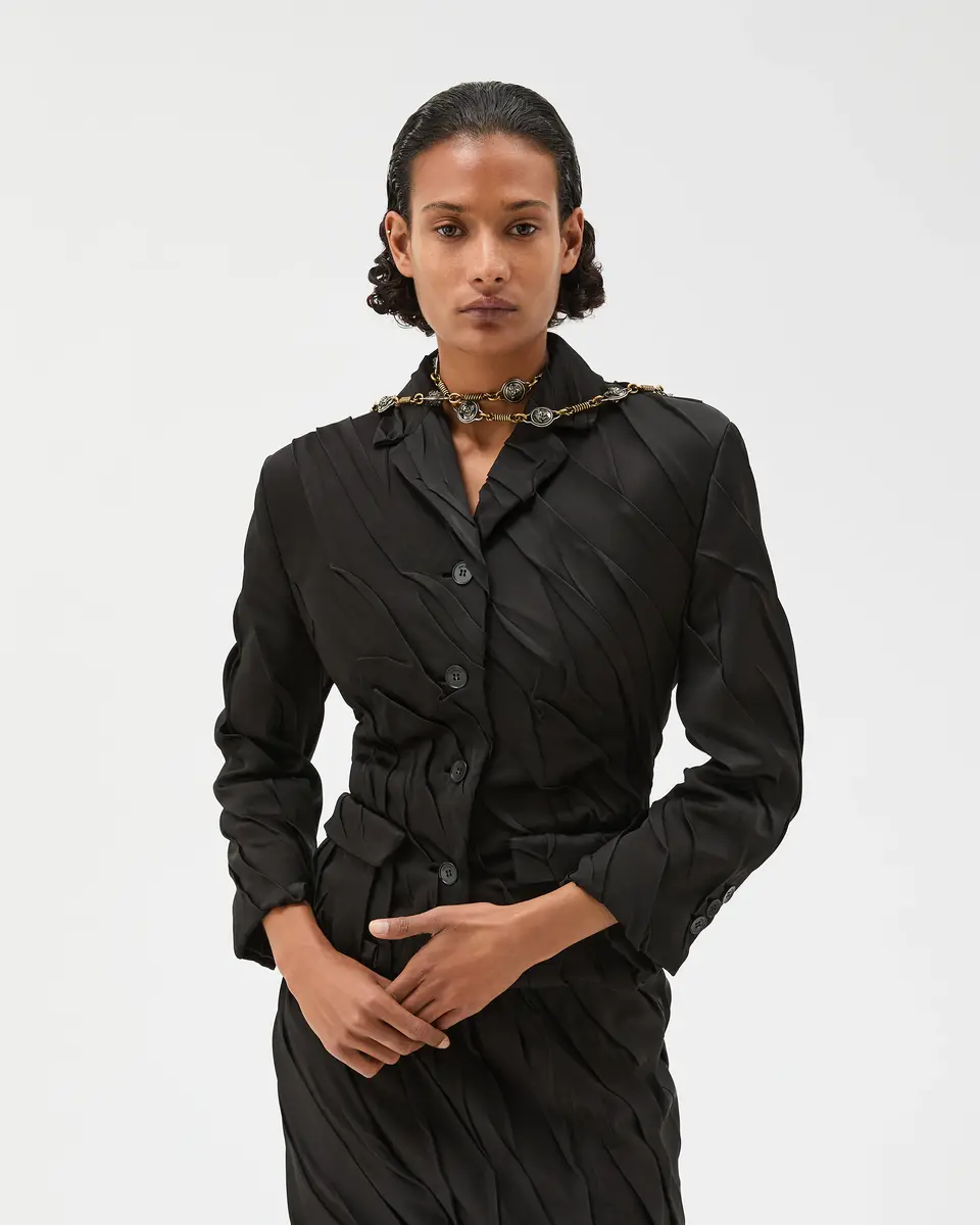 Versace Draped Envers-Satin Blazer | Thumbnail 2