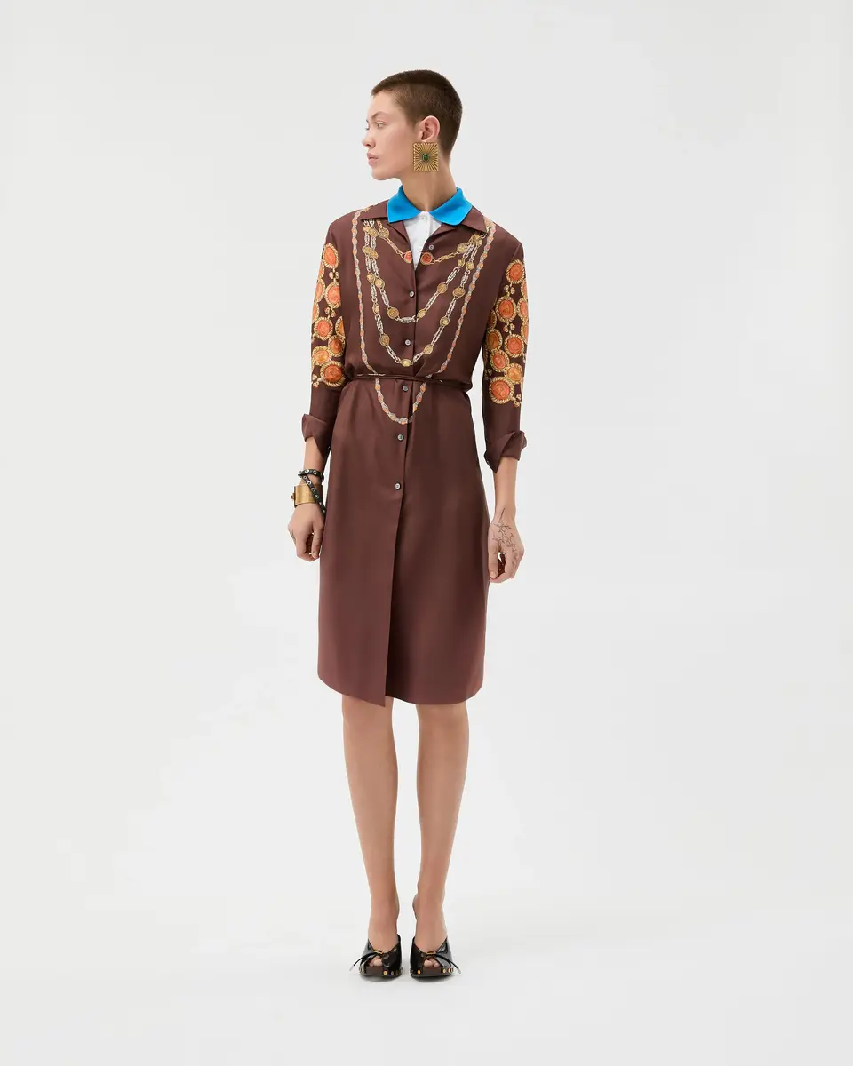 Versace Printed Silk Twill Mini Shirt Dress | Thumbnail 2
