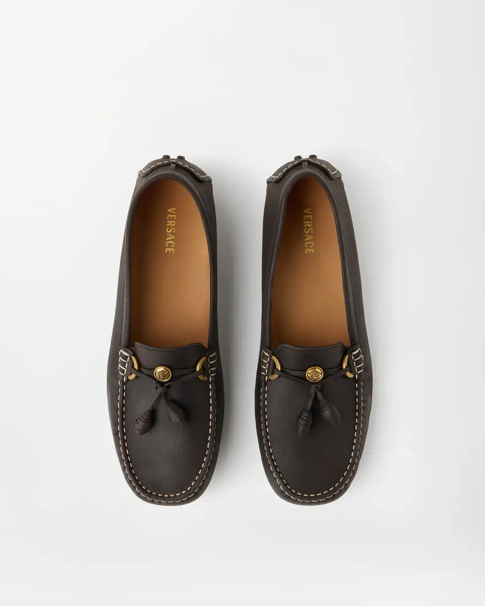 Versace Robin Suede Driver Shoes | Thumbnail 2 Versace Robin Suede Driver Shoes | Thumbnail 2