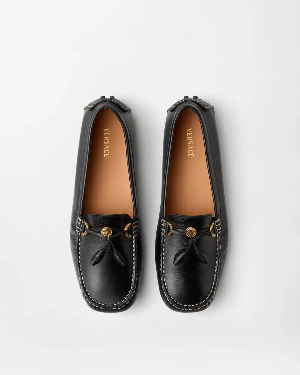 Versace Robin Leather Driving Shoes | Thumbnail 2 Versace Robin Leather Driving Shoes | Thumbnail 2