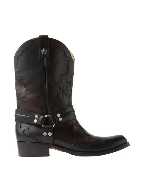 Versace Sylvester Leather Western Boots