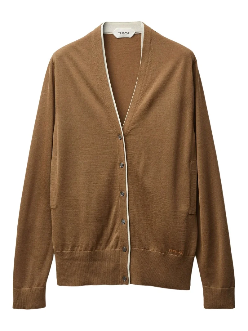 Versace Embroidered Wool Knit Cardigan