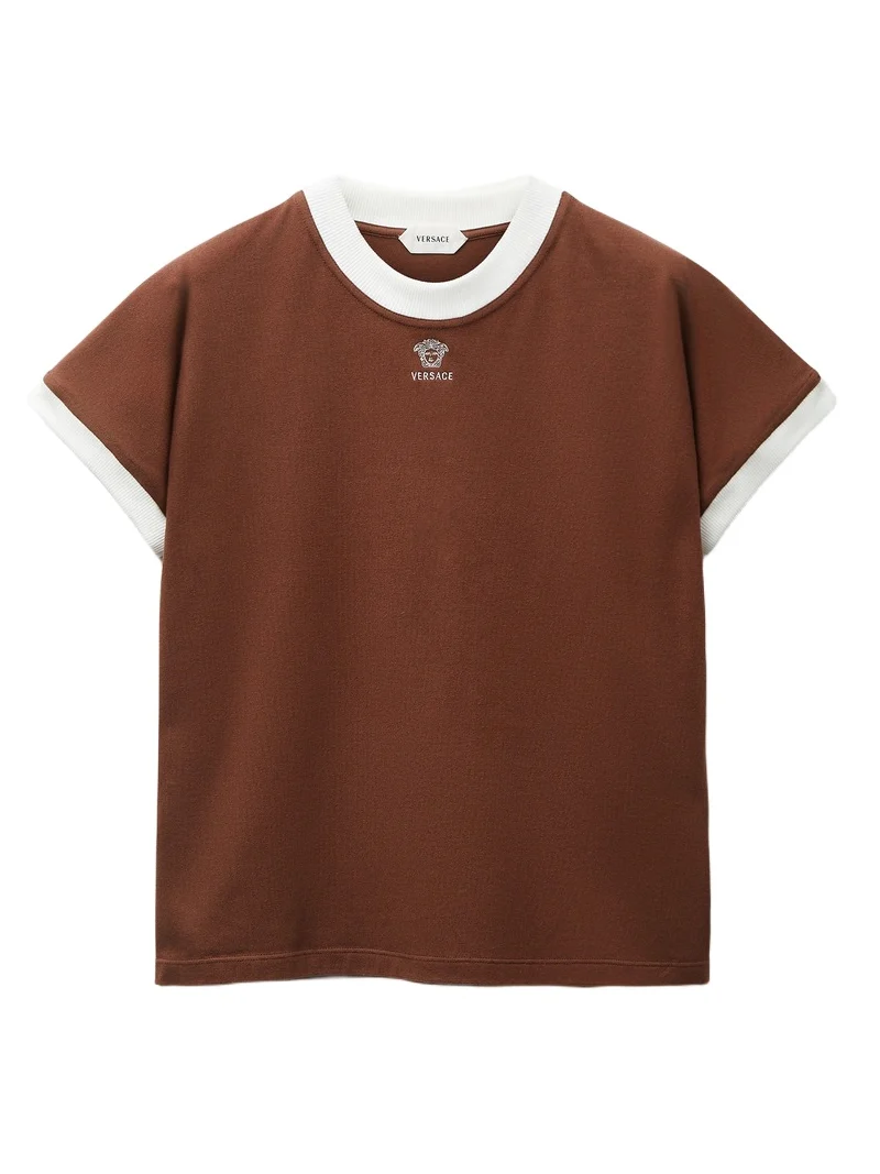 Versace Embroidered-Logo Stretch Cotton-Jersey Slim T-Shirt