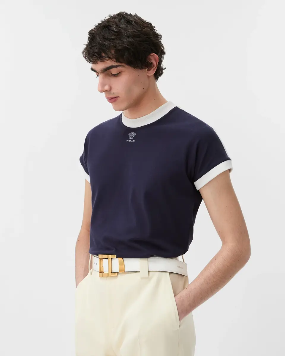 Versace Embroidered-Logo Stretch Cotton-Jersey Slim T-Shirt | Thumbnail 2 Versace Embroidered-Logo Stretch Cotton-Jersey Slim T-Shirt | Thumbnail 2