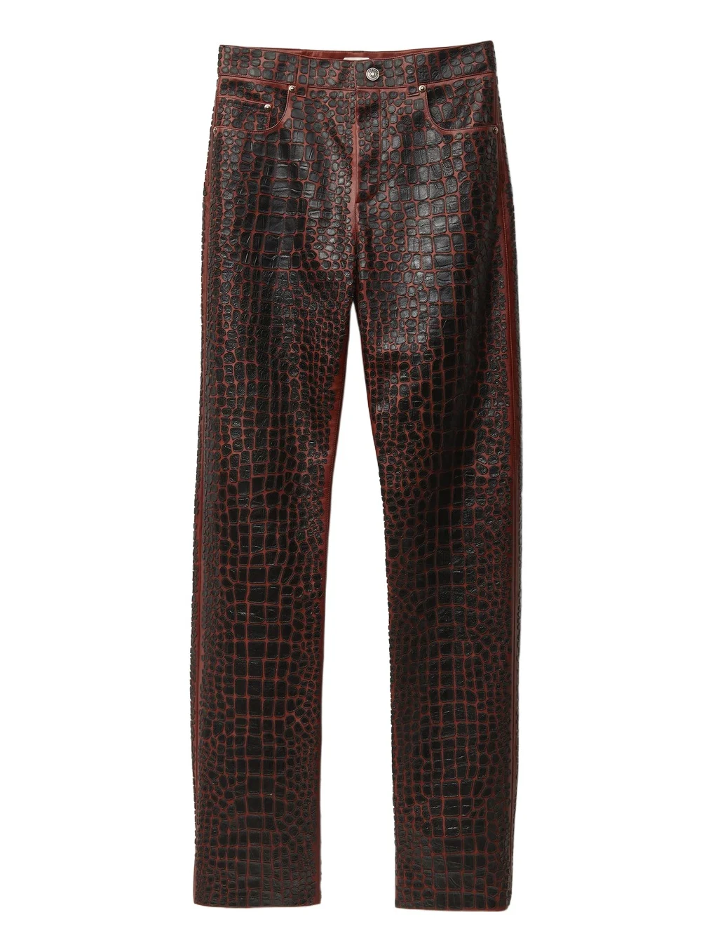 Embroidered Croc-Effect Leather Pants Embroidered Croc-Effect Leather Pants