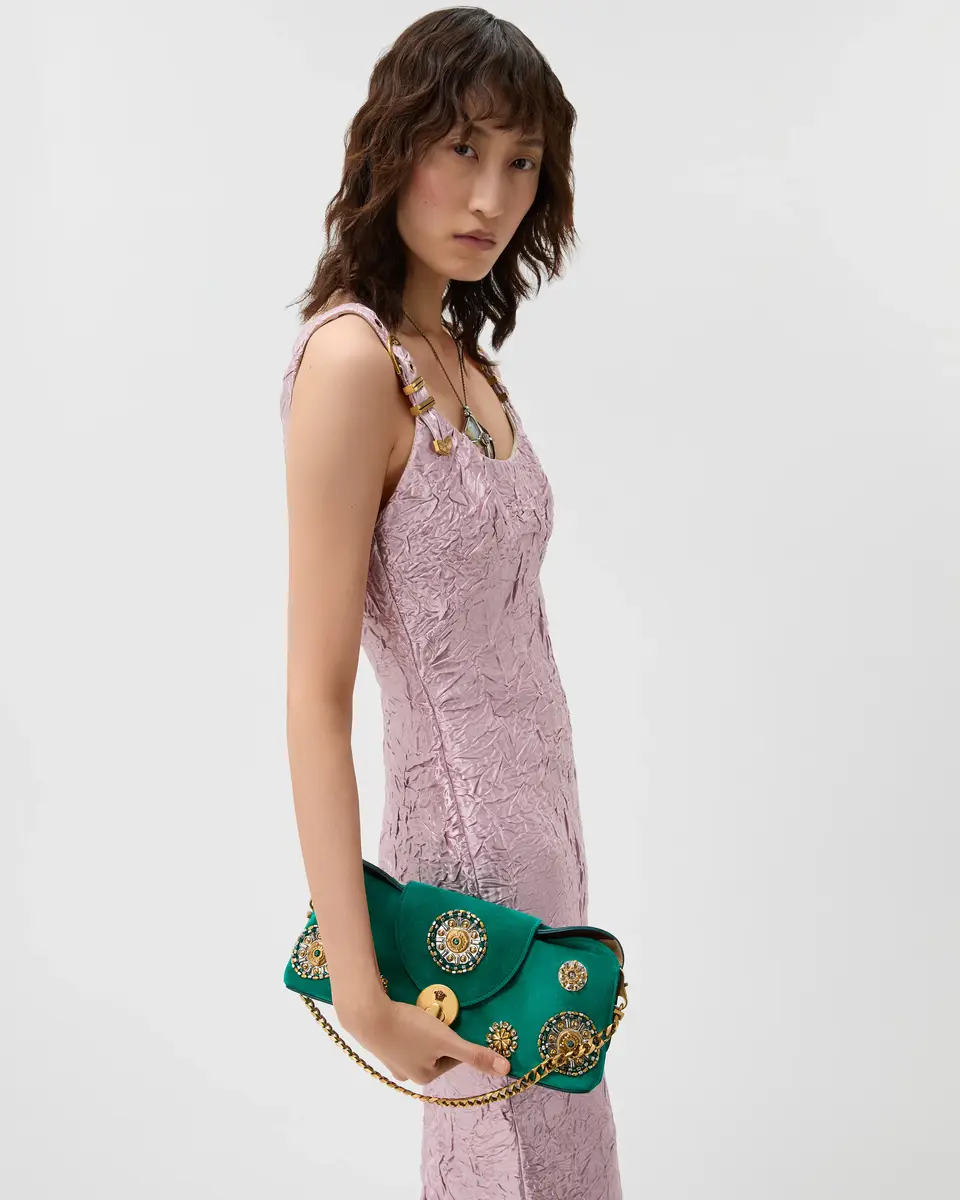 Versace Vivian Embroidered Suede Clutch | Thumbnail 2