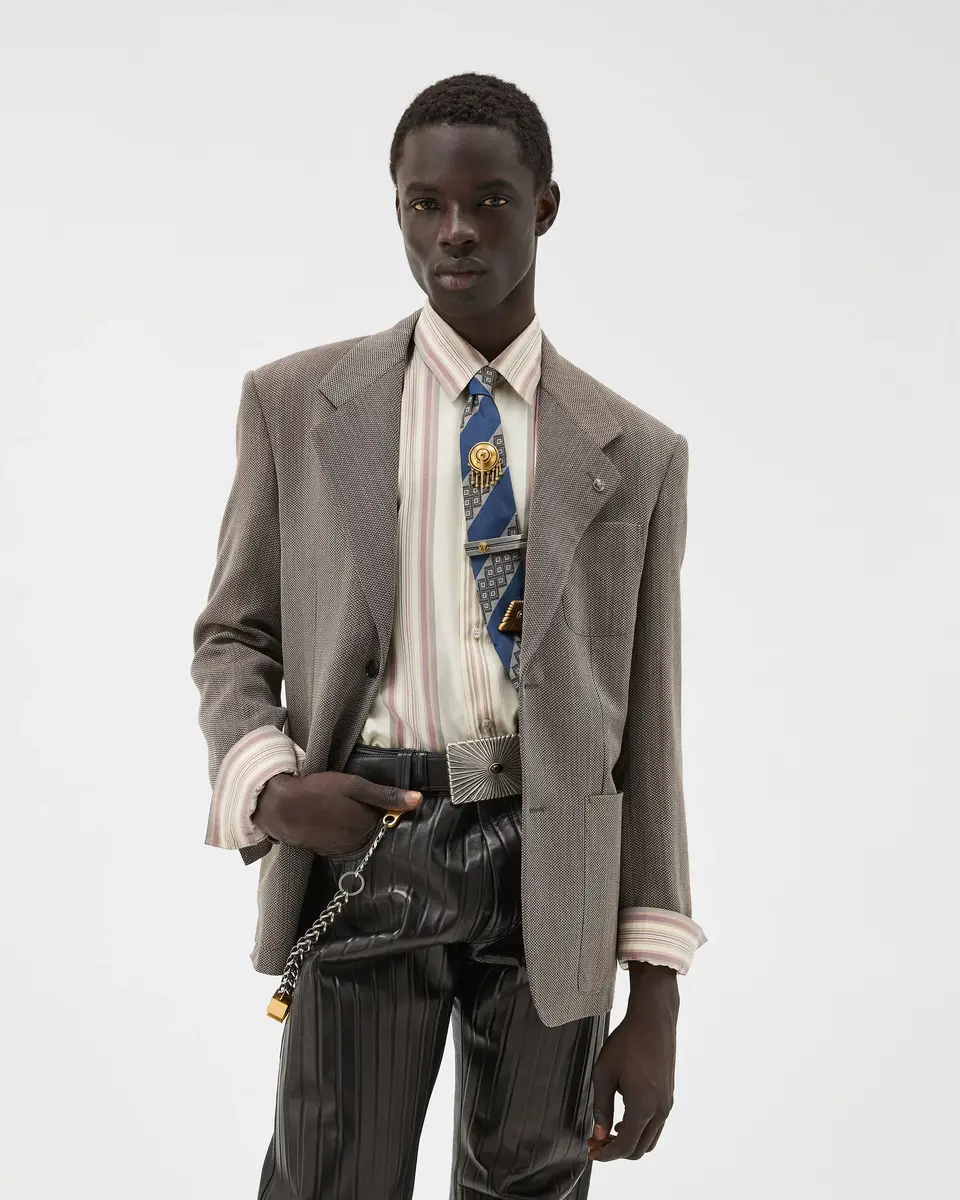 Versace Herringbone Wool Crêpe Blazer | Thumbnail 2