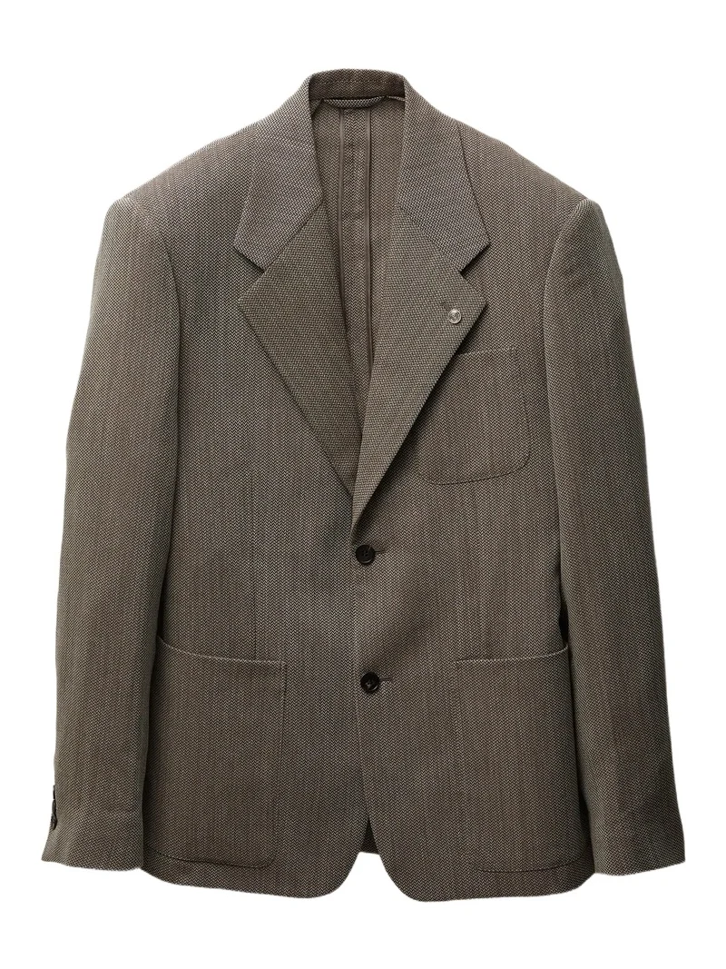 Versace Herringbone Wool Crêpe Blazer