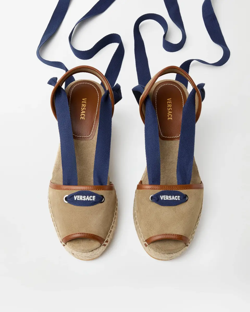 Versace Lola Suede Wedge Sandals 65 mm | Thumbnail 2 Versace Lola Suede Wedge Sandals 65 mm | Thumbnail 2