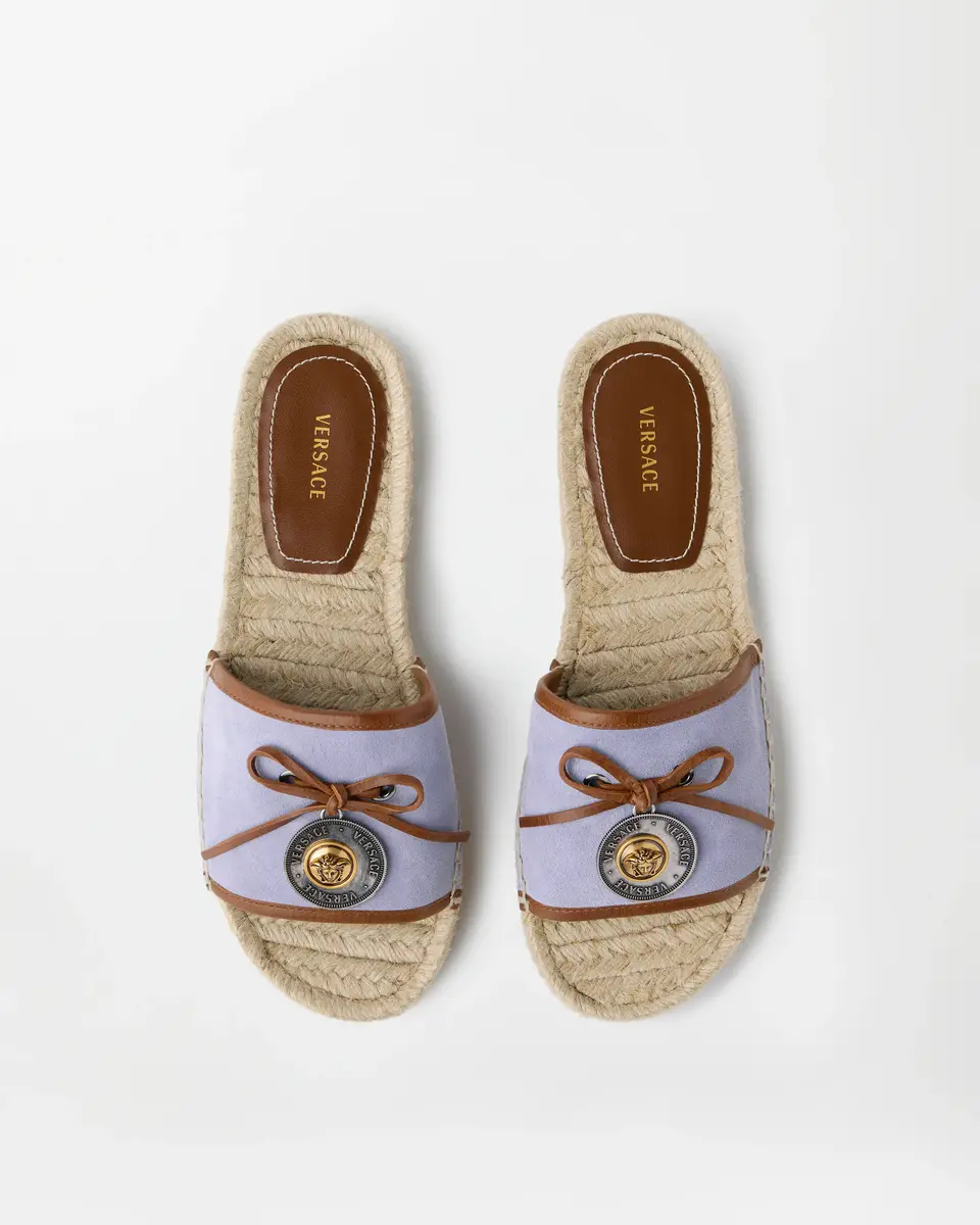 Versace Lola Suede Flat Sandals | Thumbnail 2 Versace Lola Suede Flat Sandals | Thumbnail 2