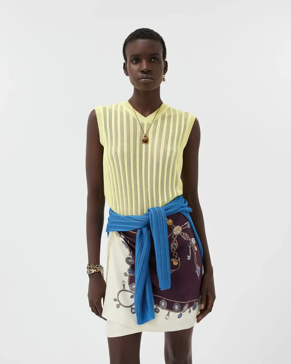 Versace Viscose Mesh Rib Knit Top | Thumbnail 2