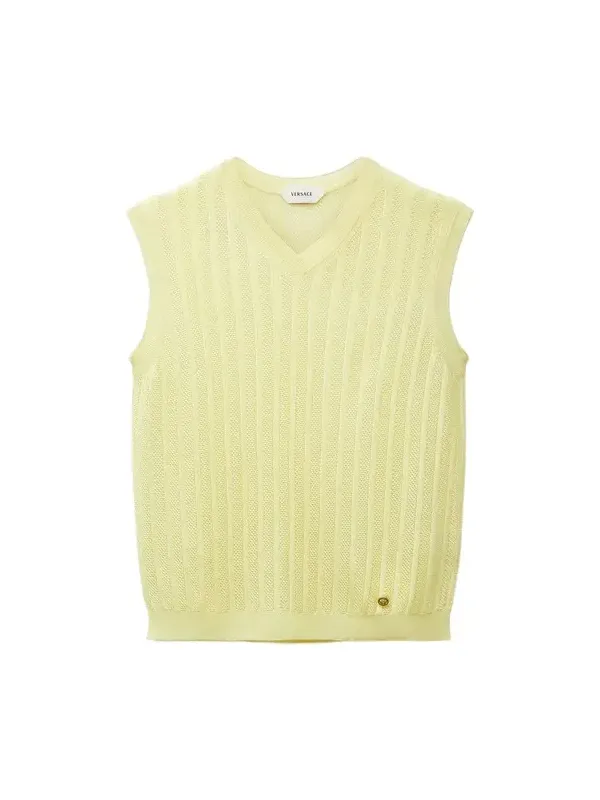 Versace Viscose Mesh Rib Knit Top