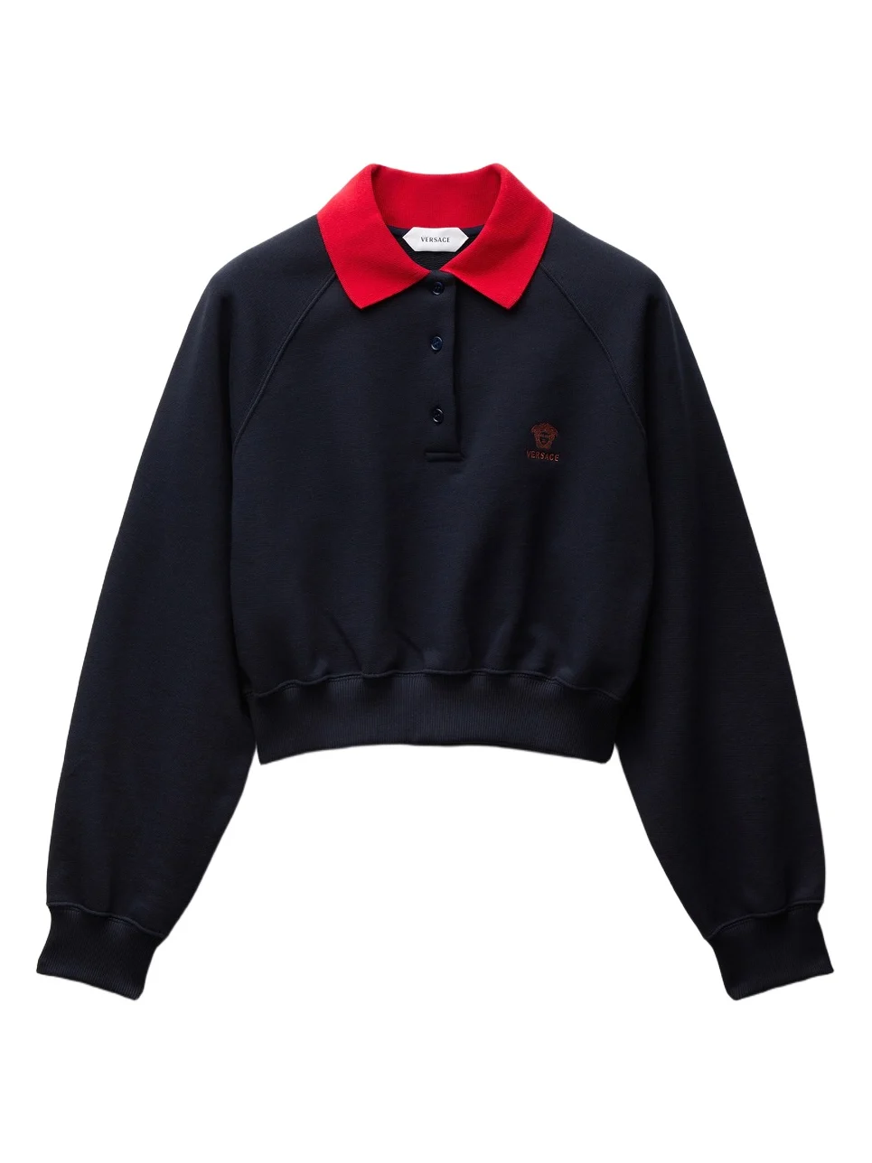 Embroidered Cotton-Jersey Polo Sweatshirt