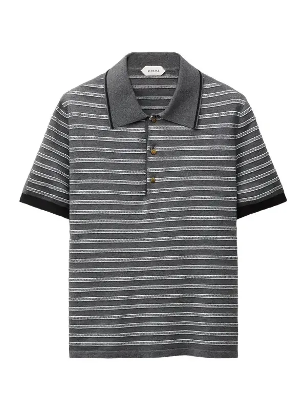 Versace Jacquard Cotton-Blend Knit Polo