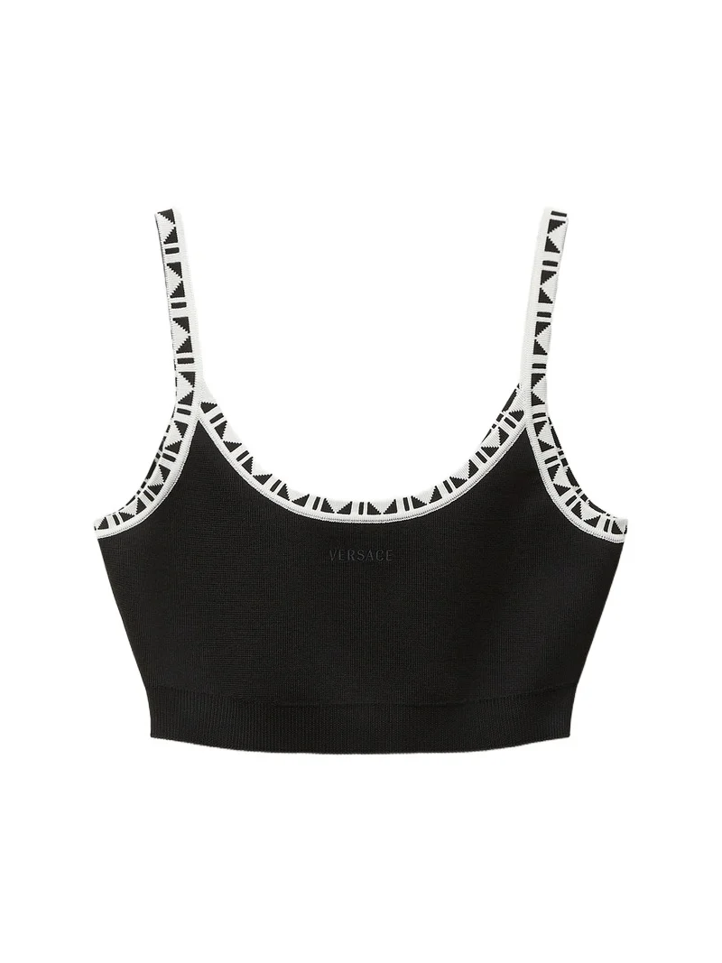 Versace Viscose-Blend Jacquard Crop Top