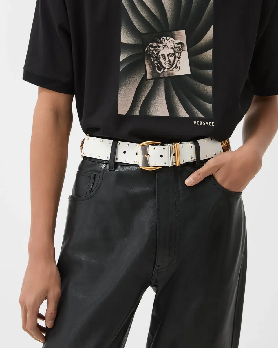 Versace Studded Leather Belt 4 cm | Thumbnail 2 Versace Studded Leather Belt 4 cm | Thumbnail 2
