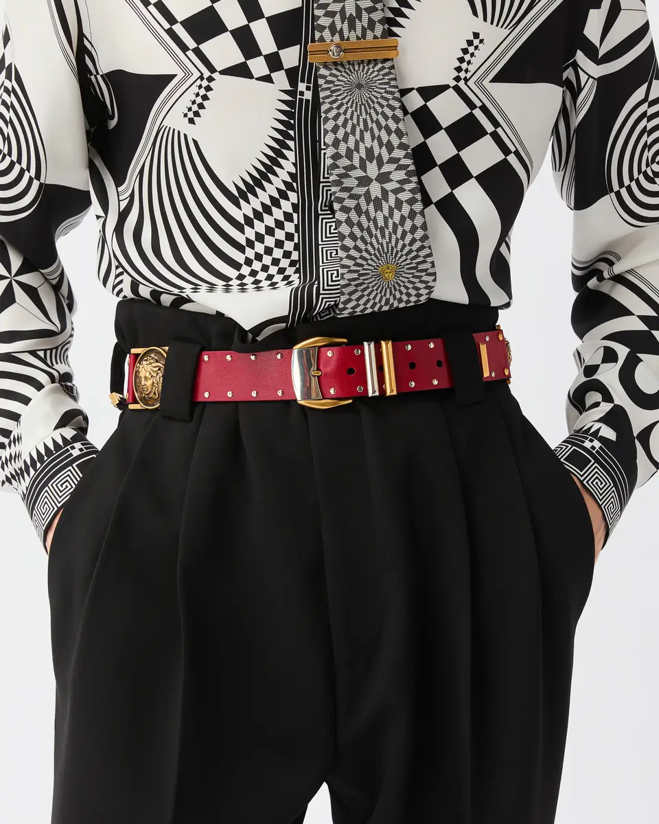 Versace Studded Leather Belt 4 cm | Thumbnail 2 Versace Studded Leather Belt 4 cm | Thumbnail 2