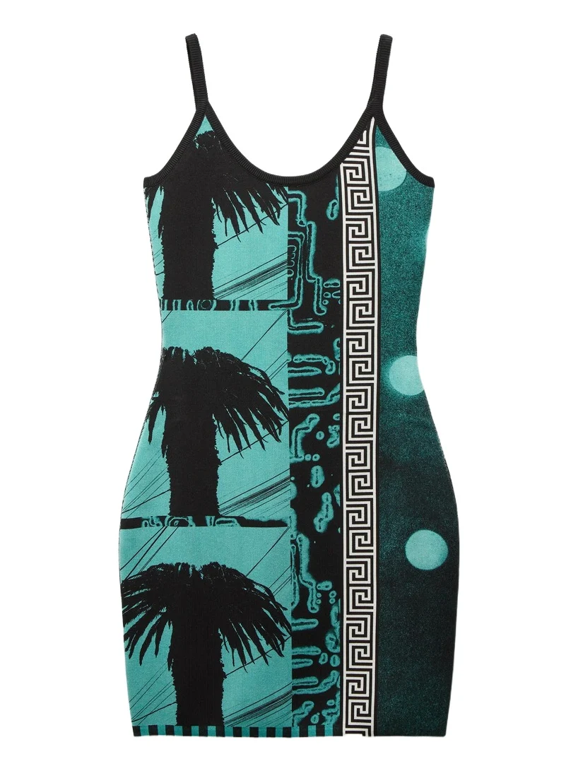 Versace Printed Knit Viscose Mini Dress