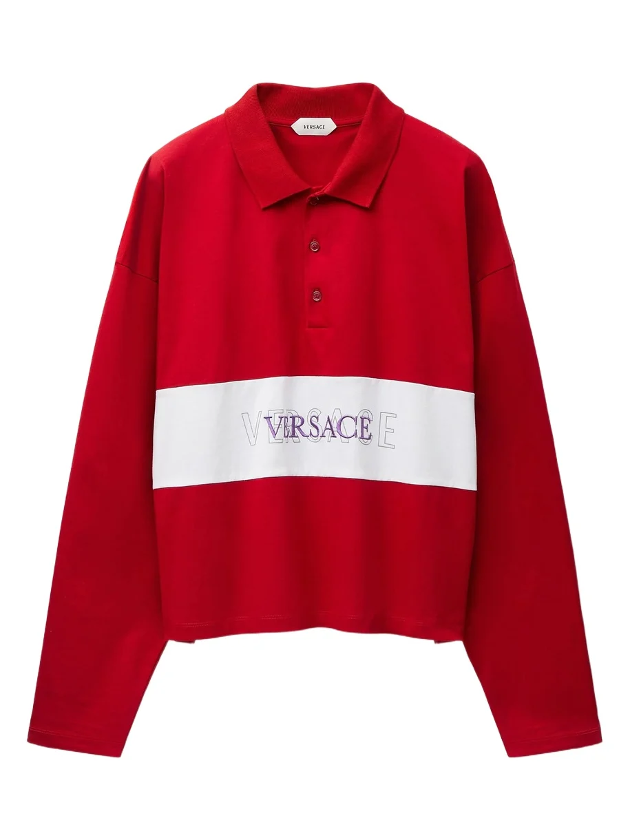 Embroidered-Logo Intarsia Cotton-Jersey Polo Embroidered-Logo Intarsia Cotton-Jersey Polo