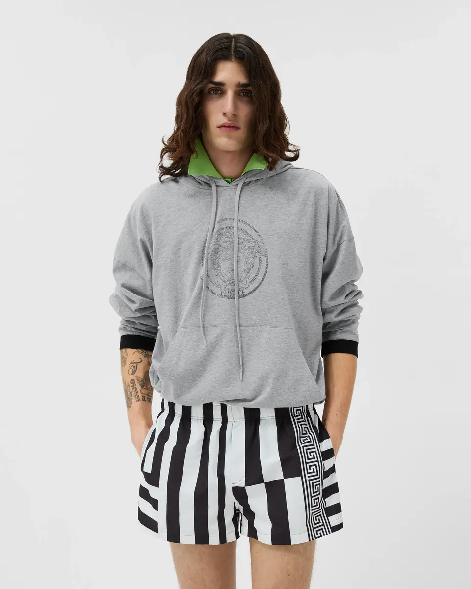 Versace Printed Cotton-Jersey Hoodie | Thumbnail 2 Versace Printed Cotton-Jersey Hoodie | Thumbnail 2