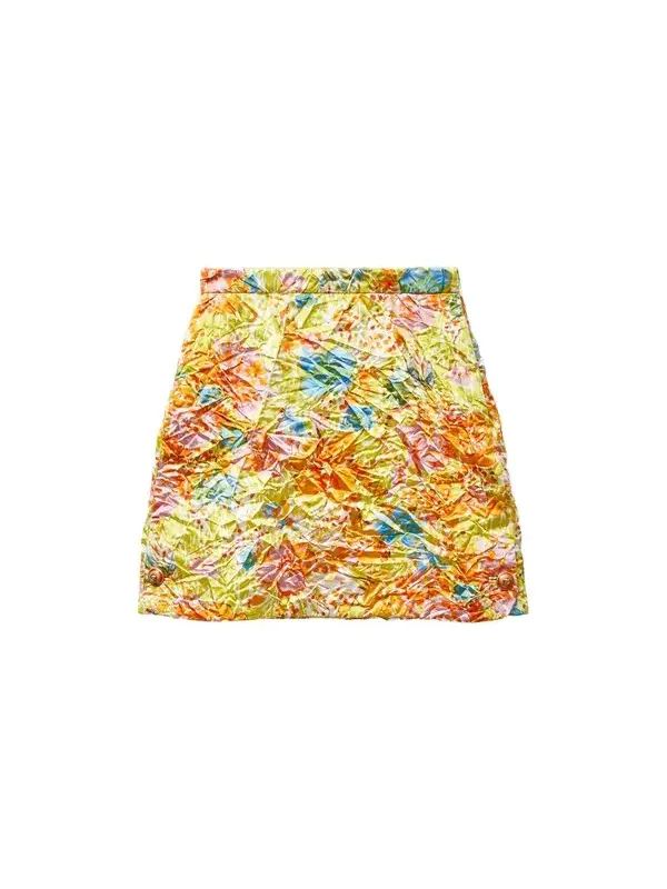 Printed Silk Duchesse Mini Skirt