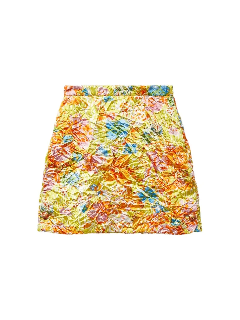 Versace Printed Silk Duchesse Mini Skirt