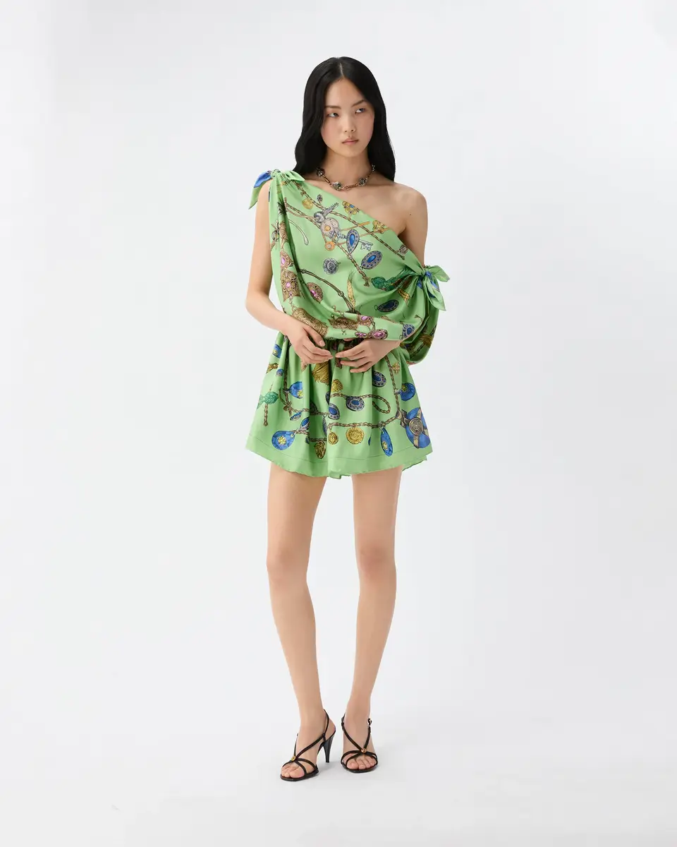 Versace Printed Silk Twill Mini Dress | Thumbnail 2