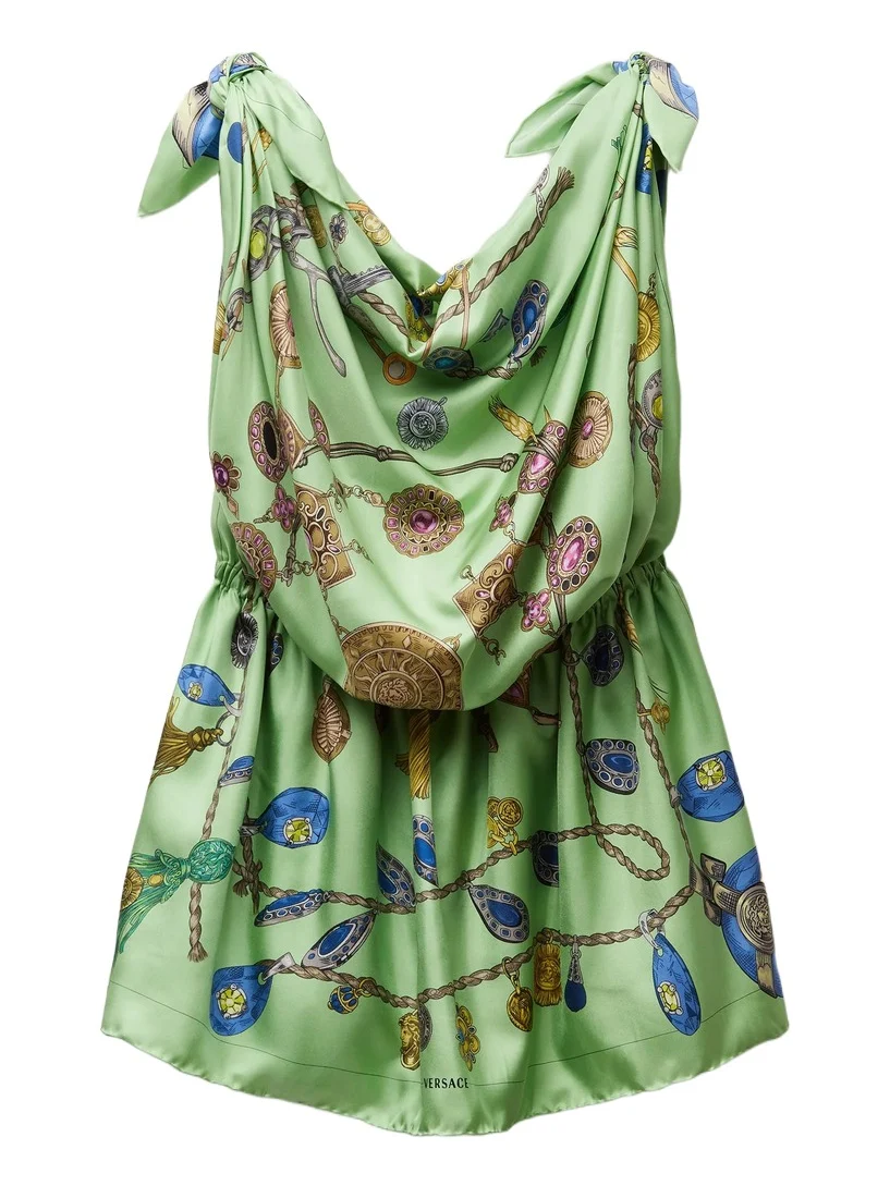 Versace Printed Silk Twill Mini Dress