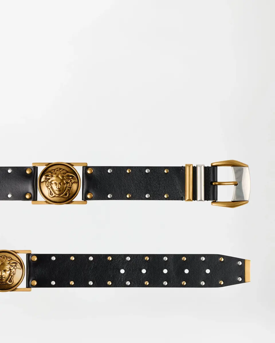 Versace Studded Leather Belt 4 cm | Thumbnail 2