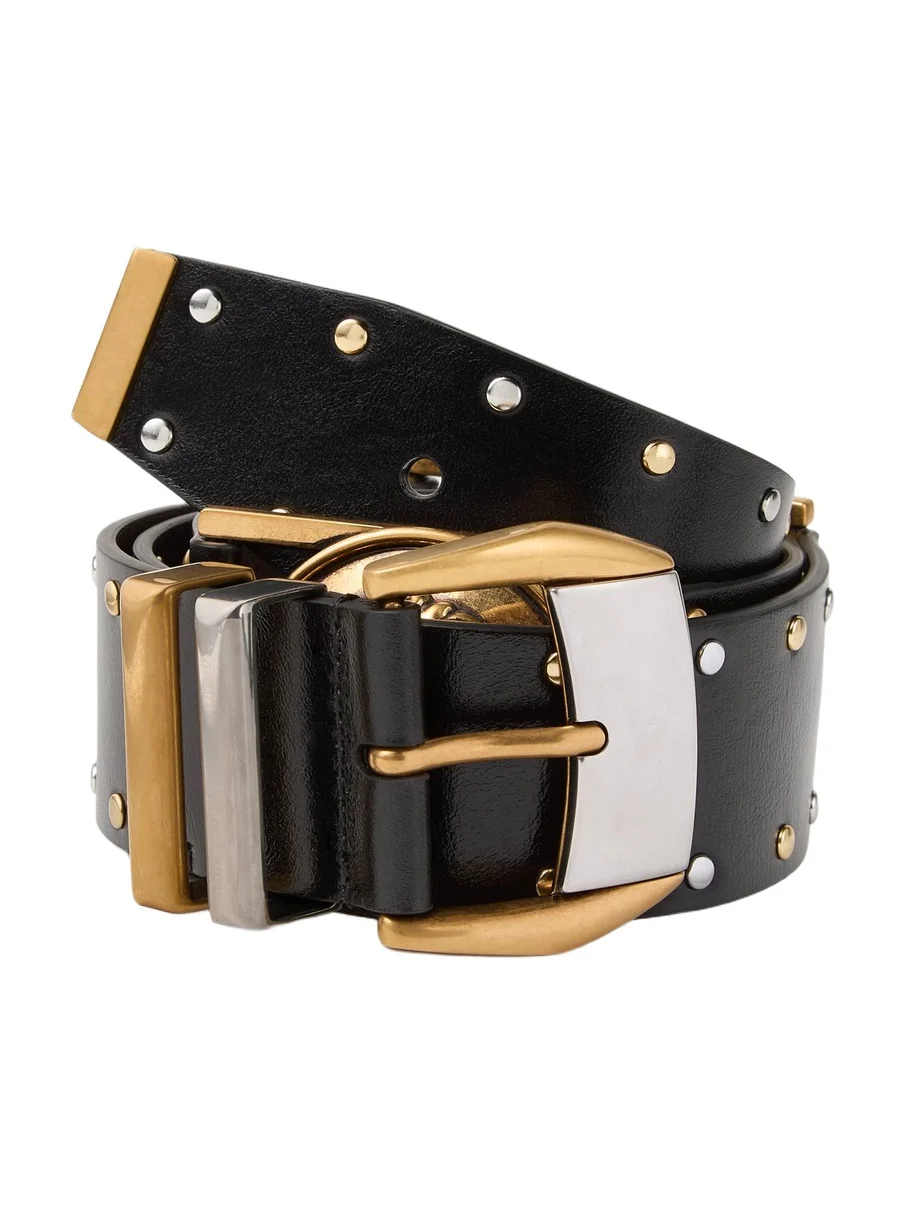 Studded Leather Belt 4 cm Studded Leather Belt 4 cm