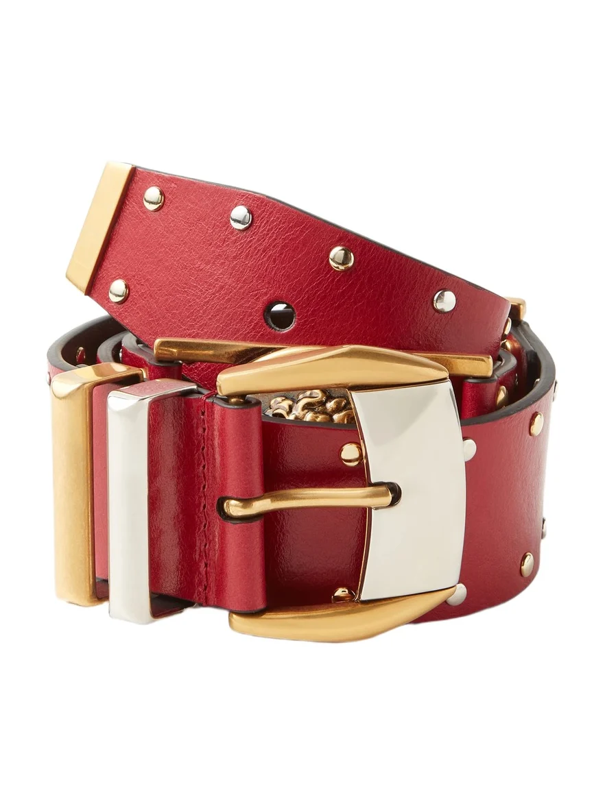 Studded Leather Belt 4 cm