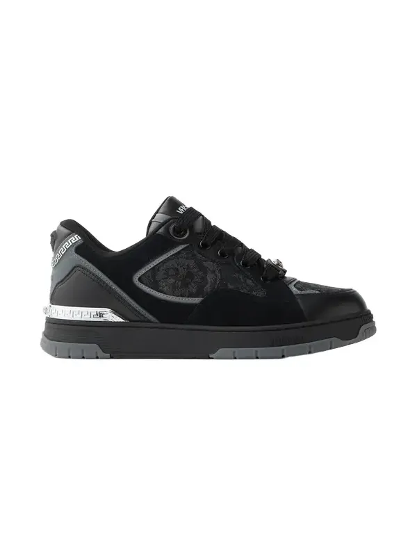 Versace Biggie Basket Jacquard Leather Sneakers