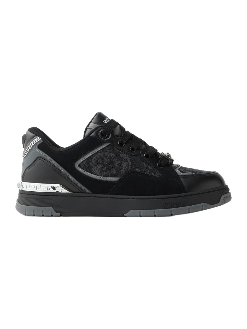 Versace Biggie Basket Jacquard Leather Sneakers